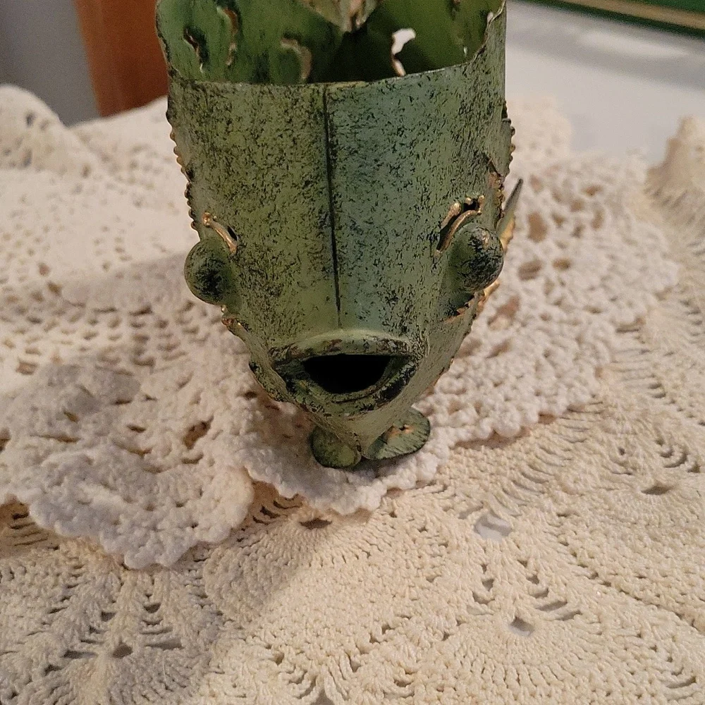 🐠Verdigris fish votive candle holder